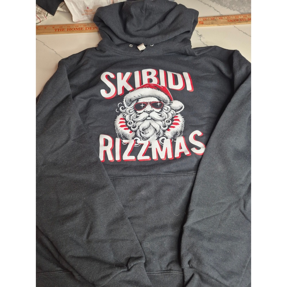 Funny Santa Skibidi Rizzmas Christmas Graphic Hoodie‎ Sweatshirt L G